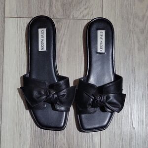 Steve Madden Black Bow Slide Sandals